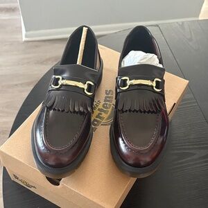 Dr. Martens Dark Brown Loafers with Gold Buckle